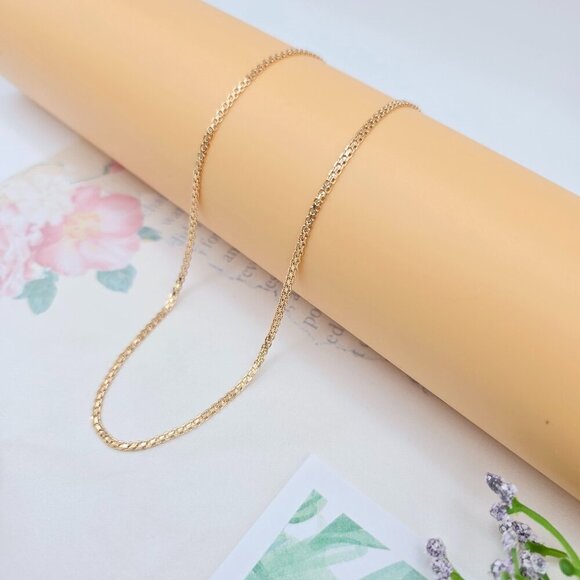 "Rose Gold Box Chain Necklace in High Shine Finish - 45cm (17.7 Inch), XPNL0059 - Picture 1 of 12